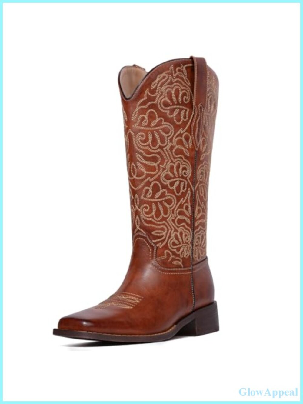 Women's Western Cowboy Boots Knee High Faux Leather Embroidered Pull On